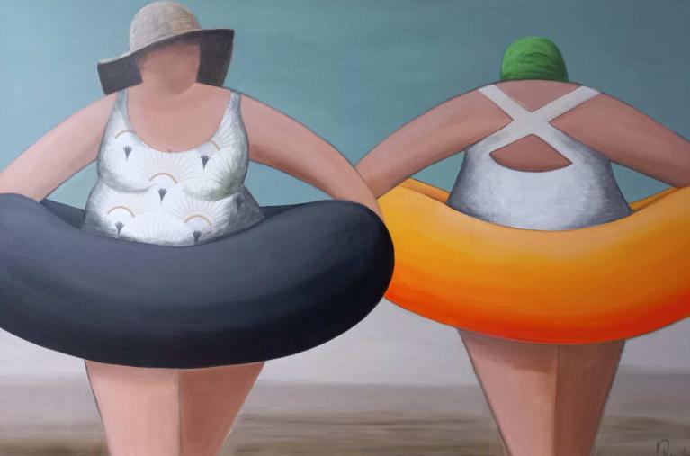 Les Baigneuses — 001 · 120 × 80 cm · Claudie Prigent