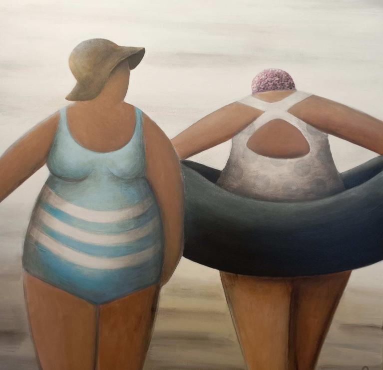 Les Baigneuses — 017 · 90 × 90 cm · 2022 · Claudie Prigent