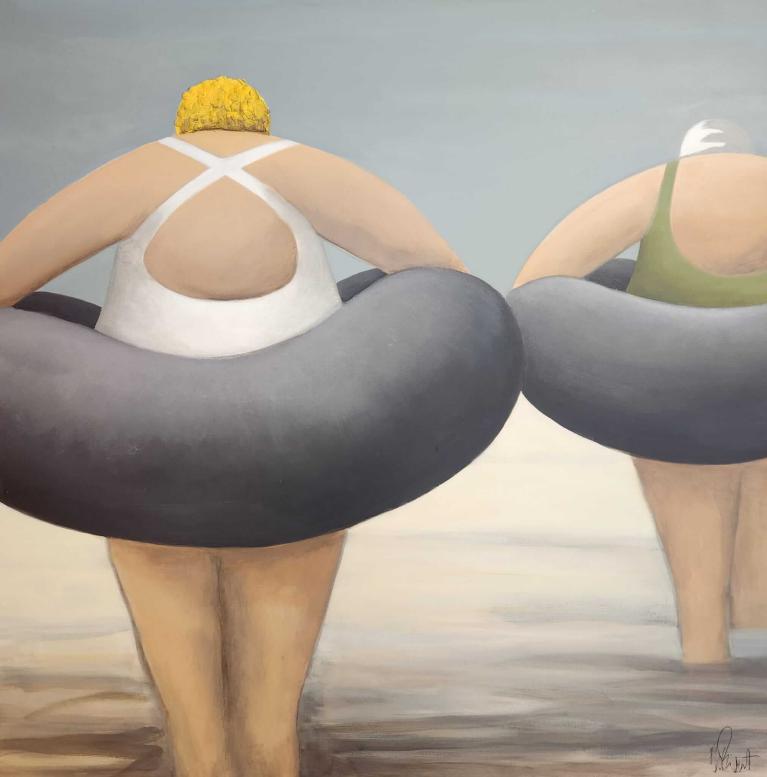 Les Baigneuses — 030 · 100 × 100 cm · Claudie Prigent