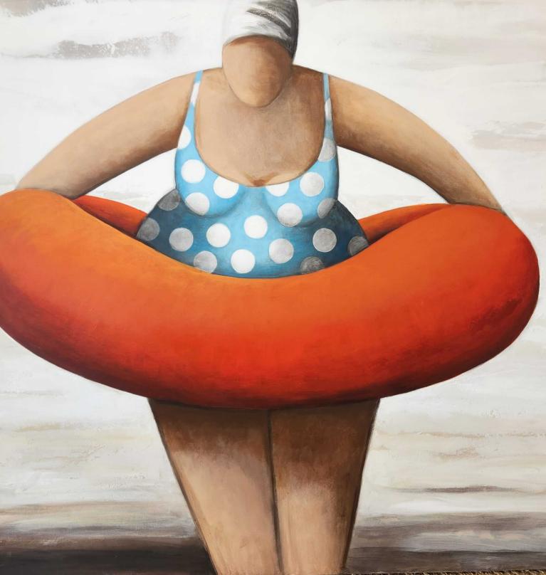 Les Baigneuses — 034 · 100 × 100 cm · Claudie Prigent